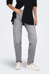 Onljuıcy Regular Fit Yüksek Bel Boru Paça Jeans Kadın Kot Pantolon 15342042 AÇIK GRİ
