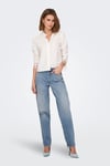 Onljuıcy Streç Pamuklu Mom Fit Yüksek Bel Bol Paça Jeans Kadın Kot Pantolon 15341427 AÇIK MAVİ