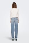 Onljuıcy Streç Pamuklu Mom Fit Yüksek Bel Bol Paça Jeans Kadın Kot Pantolon 15341427 AÇIK MAVİ
