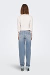 Onljuıcy Streç Pamuklu Mom Fit Yüksek Bel Bol Paça Jeans Kadın Kot Pantolon 15341427 AÇIK MAVİ