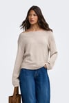 Onlkatia Regular Fit Kayık Yaka Kadın Kazak 15374823 BEJ