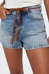 Onlkelly % 100 Pamuk Regular Fit Yüksek Bel Kot Kadın Short 15221469 AÇIK MAVİ