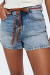 Onlkelly % 100 Pamuk Regular Fit Yüksek Bel Kot Kadın Short 15221469 AÇIK MAVİ