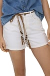 Onlkelly % 100 Pamuk Regular Fit Yüksek Bel Kot Kadın Short 15221469 EKRU