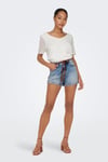 Onlkelly % 100 Pamuk Regular Fit Yüksek Bel Kot Kadın Short 15221469 AÇIK MAVİ