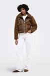 Onllee Regular Fit Dik Yaka Yan Cep Detaylı Kadın Mont 15376750 KAHVE