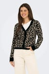 Onlleo Regular Fit V Yaka Kadın Hırka 15349819 SİYAH-BEJ
