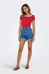 Onlluca Regular Fit Madonna Yaka Kadın T Shirt 15369909 KIRMIZI