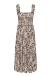 Onllumira Regular Fit Kare Yaka Askılı Maxi Kadın Elbise 15382450 KAHVE-BEJ