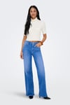 Onlmadison Pamuklu Relaxed Fit Yüksek Bel Geniş Paça Jeans Kadın Kot Pantolon 15363267 MAVİ