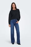 Onlmadison Pamuklu Wide Leg Yüksek Bel Geniş Paça Jeans Kadın Kot Pantolon 15358210 KOYU MAVİ