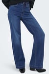 Onlmadison Pamuklu Wide Leg Yüksek Bel Geniş Paça Jeans Kadın Kot Pantolon 15358210 KOYU MAVİ