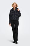 Onlmaroon Kareli Geniş Yaka Fermuarlı Kadın Kazak 15358211 LACİVERT-GRİ