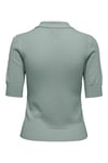 Onlmeddi Slim Fit Örme Düğmeli Polo Yaka Kadın T Shirt 15363160 AÇIK YEŞİL
