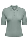 Onlmeddi Slim Fit Örme Düğmeli Polo Yaka Kadın T Shirt 15363160 AÇIK YEŞİL