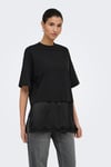 Onlmexa Pamuklu Regular Fit Dantel Detaylı Kadın T Shirt 15382176 SİYAH