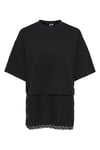Onlmexa Pamuklu Regular Fit Dantel Detaylı Kadın T Shirt 15382176 SİYAH