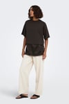 Onlmexa Pamuklu Regular Fit Dantel Detaylı Kadın T Shirt 15382176 KOYU KAHVE