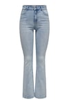 Onlmila Streç Pamuklu Yüksek Bel İspanyol Paça Flare Jeans Kadın Kot Pantolon 15313328 AÇIK MAVİ