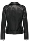 Onlmille Slim Fit Kruvaze Yaka Fermuar ve Kemerli Kadın Deri Ceket 15357332 SİYAH