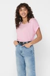 Onlmoster Regular Fit Bisiklet Yaka Kadın T Shirt 15106662 AÇIK PEMBE