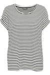 Onlmoster Streç Çizgili Regular Fit Bisiklet Yaka Kadın T Shirt 15206243 SİYAH-BEYAZ