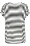 Onlmoster Streç Çizgili Regular Fit Bisiklet Yaka Kadın T Shirt 15206243 SİYAH-BEYAZ
