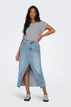 Onlmoster Streç Çizgili Regular Fit Bisiklet Yaka Kadın T Shirt 15206243 KREM-LACIVERT
