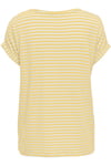 Onlmoster Streç Çizgili Regular Fit Bisiklet Yaka Kadın T Shirt 15206243 SARI-BEYAZ