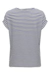 Onlmoster Streç Çizgili Regular Fit Bisiklet Yaka Kadın T Shirt 15206243 KREM-LACIVERT