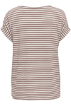 Onlmoster Streç Çizgili Regular Fit Bisiklet Yaka Kadın T Shirt 15206243 VİZON-BEYAZ