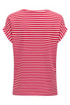 Onlmoster Streç Çizgili Regular Fit Bisiklet Yaka Kadın T Shirt 15206243 KIRMIZI-KREM