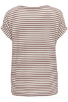 Onlmoster Streç Çizgili Regular Fit Bisiklet Yaka Kadın T Shirt 15206243 VİZON-BEYAZ