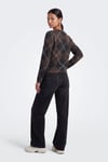 Onlnoeme Regular Fit Baklava Desenli Bisiklet Yaka Kadın Hırka 15378142 KAHVE-SİYAH