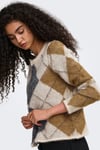 Onlnoeme Regular Fit Baklava Desenli Bisiklet Yaka Kadın Hırka 15378142 BEJ-CAMEL