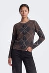 Onlnoeme Regular Fit Baklava Desenli Bisiklet Yaka Kadın Hırka 15378142 KAHVE-SİYAH