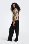 Onlnoeme Regular Fit Baklava Desenli Bisiklet Yaka Kadın Hırka 15378142 BEJ-CAMEL
