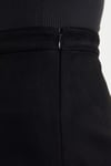 Onloline Regular Fit Suni Deri Yırtmaçlı Kadın Etek 15357433 SİYAH