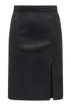 Onloline Regular Fit Suni Deri Yırtmaçlı Kadın Etek 15357433 SİYAH