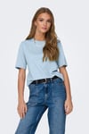 Onlonly % 100 Pamuk Regular Fit Bisiklet Yaka Kadın T Shirt 15270390 AÇIK MAVİ