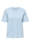 Onlonly % 100 Pamuk Regular Fit Bisiklet Yaka Kadın T Shirt 15270390 AÇIK MAVİ