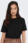 Onlonly % 100 Pamuk Regular Fit Bisiklet Yaka Kadın T Shirt 15270390 SİYAH