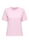 Onlonly % 100 Pamuk Regular Fit Bisiklet Yaka Kadın T Shirt 15270390 AÇIK PEMBE