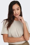 Onlonly % 100 Pamuk Regular Fit Bisiklet Yaka Kadın T Shirt 15270390 BEJ