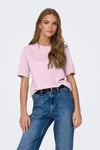 Onlonly % 100 Pamuk Regular Fit Bisiklet Yaka Kadın T Shirt 15270390 AÇIK PEMBE