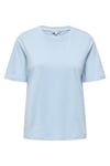 Onlonly % 100 Pamuk Regular Fit Bisiklet Yaka Kadın T Shirt 15270390 AÇIK MAVİ
