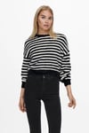 Onlpiumo Regular Fit Jakarlı Kadın Kazak 15235973 SİYAH-BEYAZ