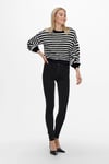 Onlpiumo Regular Fit Jakarlı Kadın Kazak 15235973 SİYAH-BEYAZ
