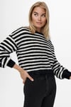 Onlpiumo Regular Fit Jakarlı Kadın Kazak 15235973 SİYAH-BEYAZ