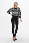 Onlpiumo Regular Fit Jakarlı Kadın Kazak 15235973 SİYAH-BEYAZ